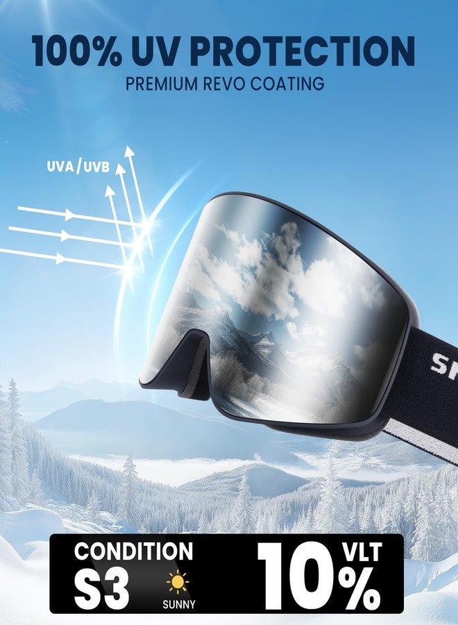 SNOWER Ski Goggles, Interchangeable Lens Anti-Fog Snow Goggles, UV Protection, OTG HD Snowboard Goggles for Men Women Adult - Image 2